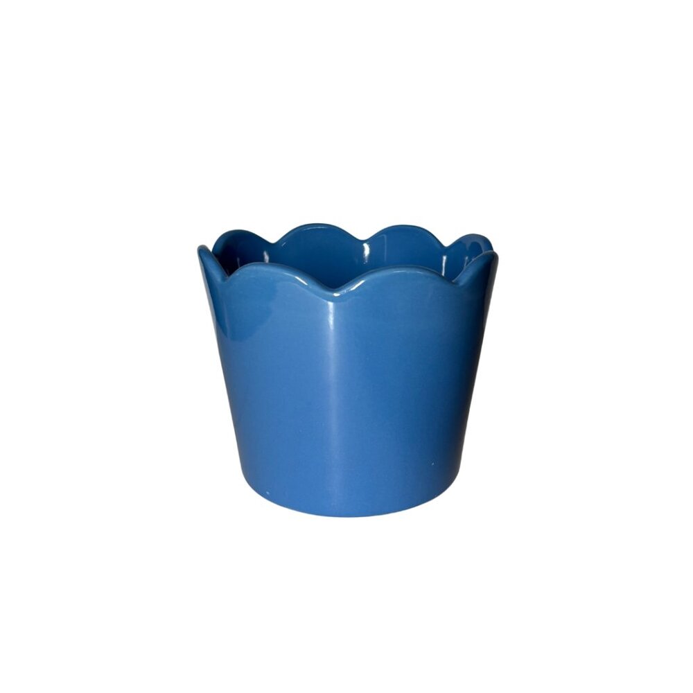 NWT Mainstays Scallop Ceramic Planter Blue Pot‎ – 6 Inch